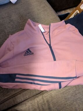 adidas Pink and Navy Full-Zip Pullover